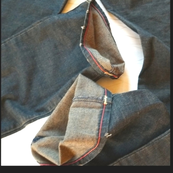 Y2k VON DUTCH Blue Purple Low Rise Flare Embroidery Patch Dark Wash Jeans 28 LN - Picture 9 of 16